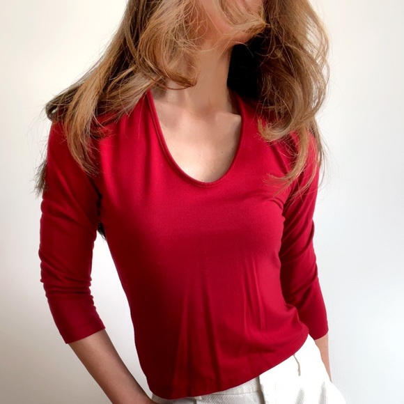 Banana Republic 3/4 Sleeve Deep Scoopneck Top - Picture 5 of 8